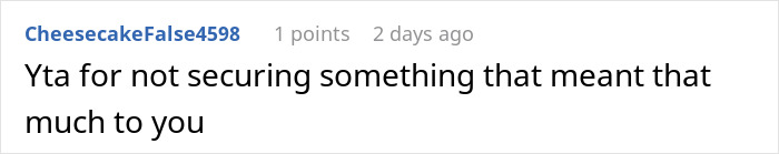 Comment criticizing a woman for not securing her irreplaceable champagne that her sister&rsquo;s friends drank.