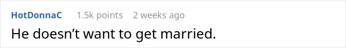 Screenshot of an online comment discussing a groom-to-be making cold feet jokes about marriage.