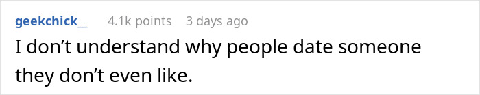 Screenshot of a social media post expressing confusion about dating someone they don&rsquo;t like, related to girlfriend behaviour change relationship.