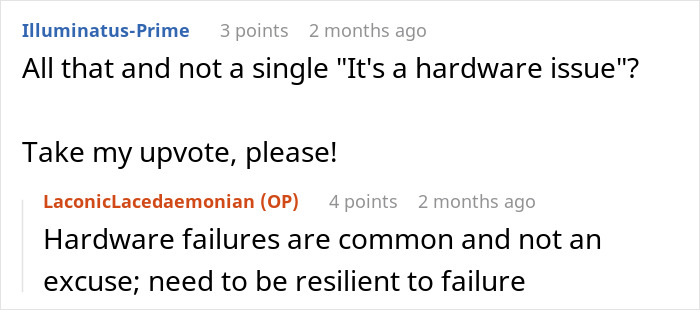 Screenshot of a forum discussion where users comment on hardware issues and deployment rules in a tech context.