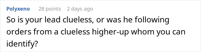 Screenshot of a comment discussing how a lead restricts exploratory testing as a developer begins reporting game bugs. Screenshot of a comment discussing how a lead restricts exploratory testing as a developer begins reporting game bugs.