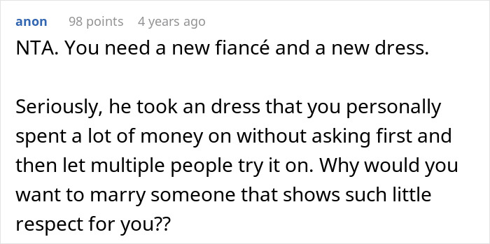 Woman left baffled after wedding dress ruined by mother-in-law who demanded to try it on.