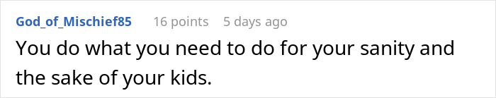 Screenshot of a forum comment discussing a dad’s desperate plan to restore peace at home while kids are away. Screenshot of a forum comment discussing a dad’s desperate plan to restore peace at home while kids are away.