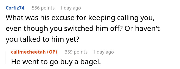 Reddit user explaining boyfriend-attorney swearing moment excuse about repeatedly calling despite being switched off.