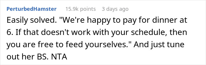 Screenshot of a Reddit comment discussing a man wanting to save money on dinner with a coupon and family conflict. Screenshot of a Reddit comment discussing a man wanting to save money on dinner with a coupon and family conflict.