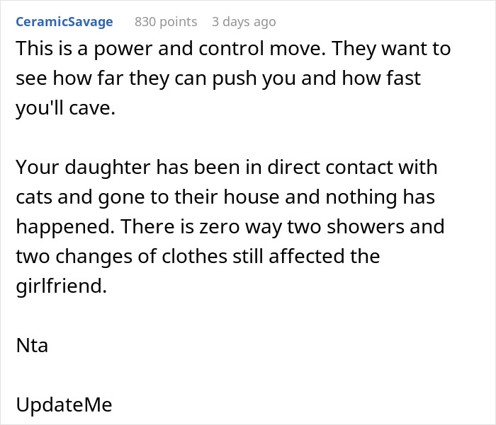 Alt text: Man demands ex rehomes her cats due to new wife&rsquo;s severe cat allergy, causing family conflict online discussion.