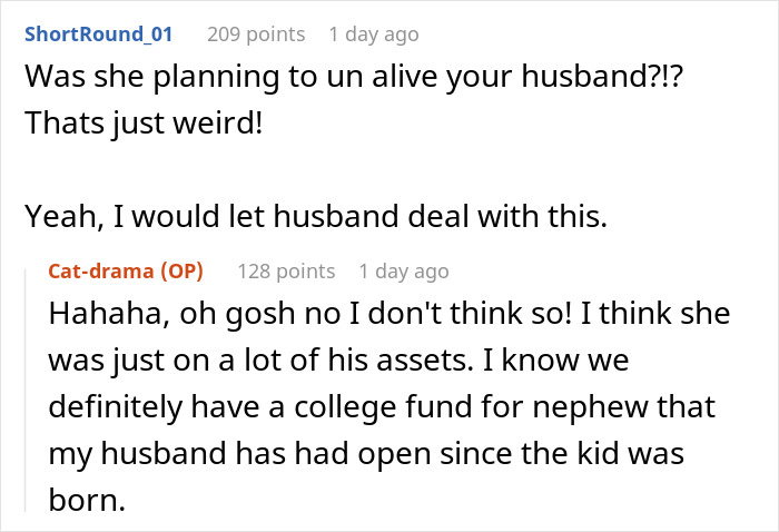 Screenshot of an online discussion about a greedy sister-in-law wanting a share in brother’s new house and family tensions. Screenshot of an online discussion about a greedy sister-in-law wanting a share in brother’s new house and family tensions.
