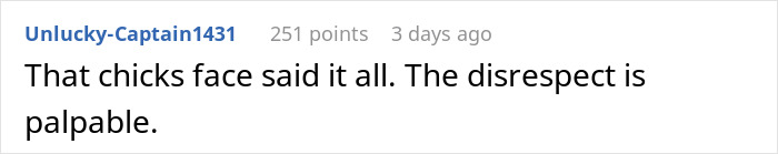 Comment on a forum post, showing a user&rsquo;s reaction to a woman confronting her cheating boyfriend, highlighting tension and disrespect.