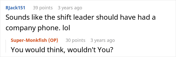 Screenshot of an online discussion where an employee follows company rules and the boss faces consequences. Screenshot of an online discussion where an employee follows company rules and the boss faces consequences.