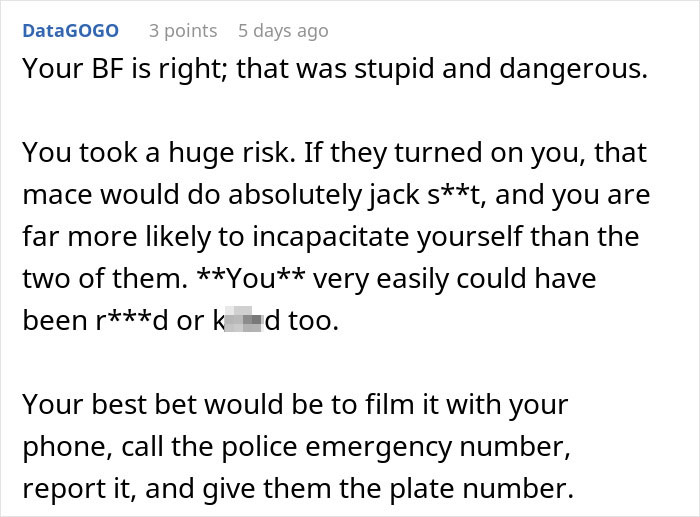 Comment discussing risks and advice after confrontation involving suspected kidnapping of a drunk girl by two men. Comment discussing risks and advice after confrontation involving suspected kidnapping of a drunk girl by two men.