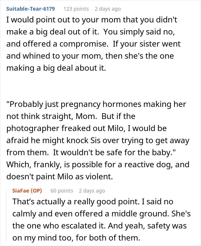 Discussion about refusing to lend dog for sister’s aesthetic maternity shoot, highlighting safety and emotional concerns. Discussion about refusing to lend dog for sister’s aesthetic maternity shoot, highlighting safety and emotional concerns.