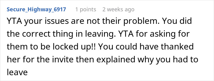 Commenter explaining it was right to leave and upset about asking for a dog to be locked during kid birthday.