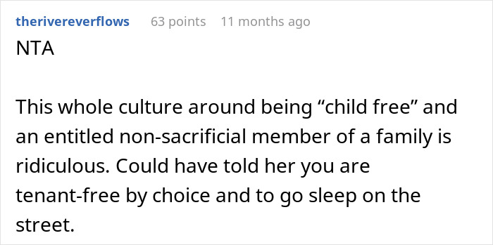 Reddit comment discussing family dynamics and entitlement in a situation about watching an 11-year-old son.