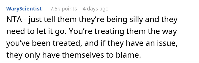 Screenshot of a Reddit comment discussing family favoring matching triplets and ignoring the other sibling.