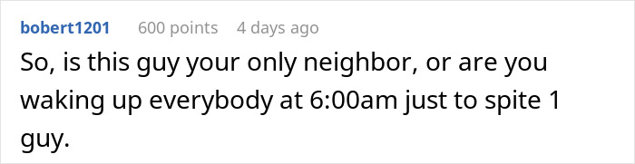 Screenshot of a forum comment discussing a noisy coffee grinder complaint from a neighbor waking others early.