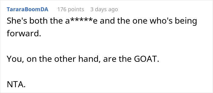 Comment section screenshot showing user calling someone both offensive and forward, while praising another as the GOAT.