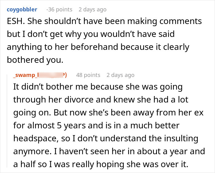 Online conversation showing a woman clapping back at cousin insulting her wedding with a strong comeback about being married.