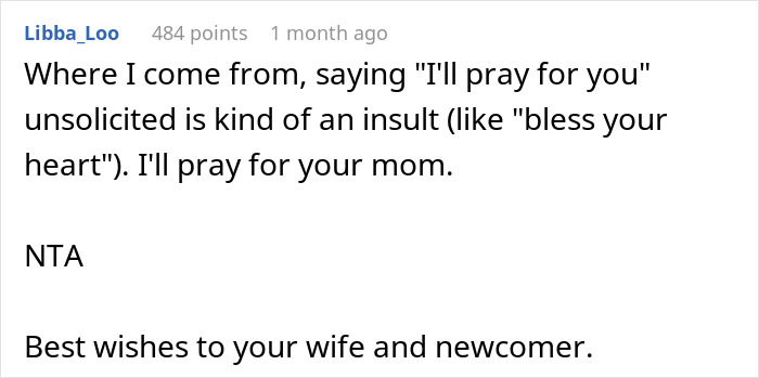 Screenshot of a Reddit comment discussing MIL shocked after son kicks her out over unhinged pregnancy remarks.