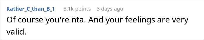 Screenshot of a forum comment where a user supports a woman upset about her sister&rsquo;s friends drinking her irreplaceable champagne.