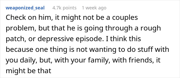 Man’s slow change in behavior shown in text, making wife question how their marriage reached a boring point. Man’s slow change in behavior shown in text, making wife question how their marriage reached a boring point.