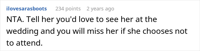 Screenshot of a Reddit comment discussing a bride who won’t change the menu for her vegan sister-in-law. Screenshot of a Reddit comment discussing a bride who won’t change the menu for her vegan sister-in-law.