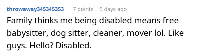 Reddit comment about woman expecting colleague to babysit kids on day off without pay, highlighting frustration with unpaid babysitting. Reddit comment about woman expecting colleague to babysit kids on day off without pay, highlighting frustration with unpaid babysitting.