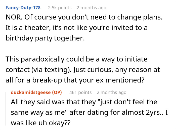 Reddit comments discussing drama after an ex pops up with an immature text, users label the behavior narcissistic.