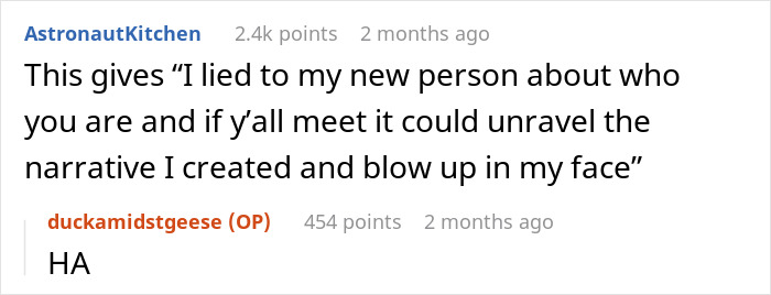 Screenshot of a Reddit conversation showing drama involving an ex and immature text messages, with comments calling them a narcissist.