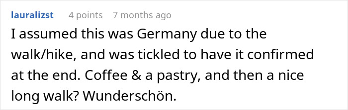 Comment about a walk and coffee break, reflecting on the phrase remove your stuff or I will stand until we reach destination.