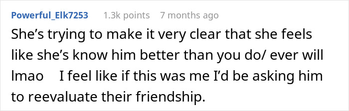 Screenshot of an online discussion about a woman upset that her friend&rsquo;s girlfriend won&rsquo;t let them sleep in the same bed.