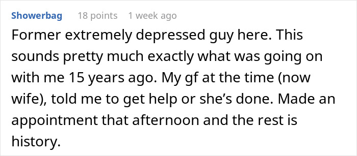 Comment about a man’s slow change in behavior causing his wife to question their marriage reaching a boring point. Comment about a man’s slow change in behavior causing his wife to question their marriage reaching a boring point.