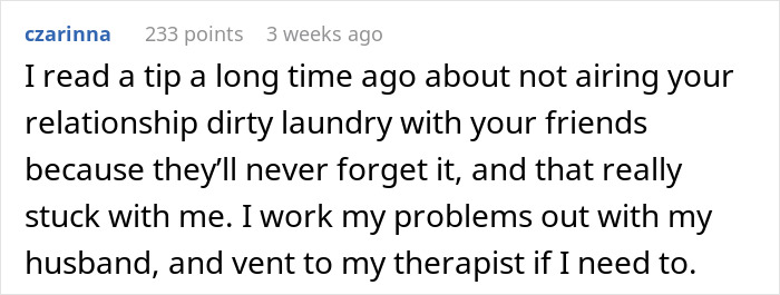 Comment about relationship advice on not sharing issues with friends, related to man dumping girlfriend after learning her squad hates him. Comment about relationship advice on not sharing issues with friends, related to man dumping girlfriend after learning her squad hates him.