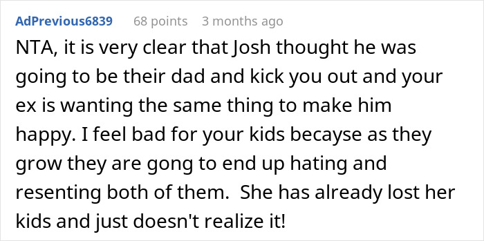 Text post discussing a dad active in kids&rsquo; life who feels pushed out by ex&rsquo;s new husband.