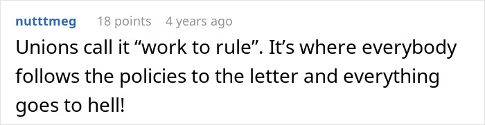 Comment text on a social platform about work to rule when a guy is told to stop being late and stick to his schedule.