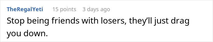 Screenshot of an online comment discussing friendship and loyalty related to not letting a buddy crash after roasting the place. Screenshot of an online comment discussing friendship and loyalty related to not letting a buddy crash after roasting the place.
