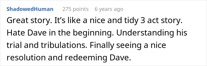Screenshot of a Reddit comment discussing a story where a man is left with only 30 minutes of work after commute and break. Screenshot of a Reddit comment discussing a story where a man is left with only 30 minutes of work after commute and break.