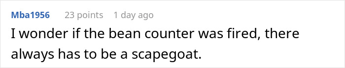 Screenshot of a comment in a discussion about company penny-pinching and workers stopping going the extra mile. Screenshot of a comment in a discussion about company penny-pinching and workers stopping going the extra mile.