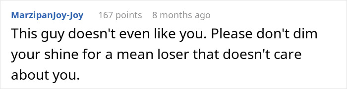 Screenshot of a social media comment expressing support for a woman facing loneliness as fianc&eacute; limits her conversations.