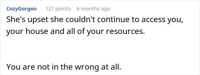 Screenshot of an online comment about a woman setting boundaries with her friend over hosting a toddler.