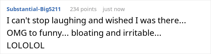 Commenter laughing and reacting to a coworker reserving the microwave due to dietary needs in the office chat.