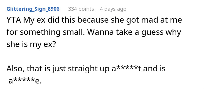 Comment discussion about wife threatening husband with cold shower due to his bad memory, expressing frustration.