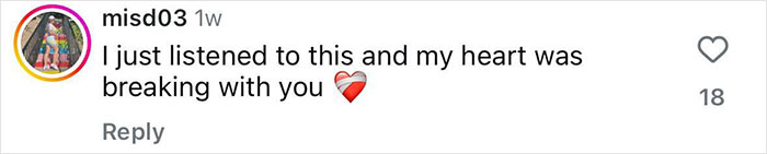 Instagram comment from user misd03 expressing emotional response, relating to woman's horror experience with getting BBL and assault.