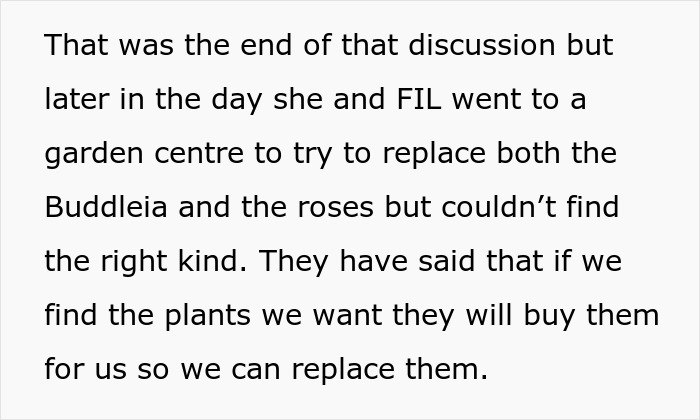 Woman returns from vacation to find mother-in-law landscaped her garden without permission causing family discussion.