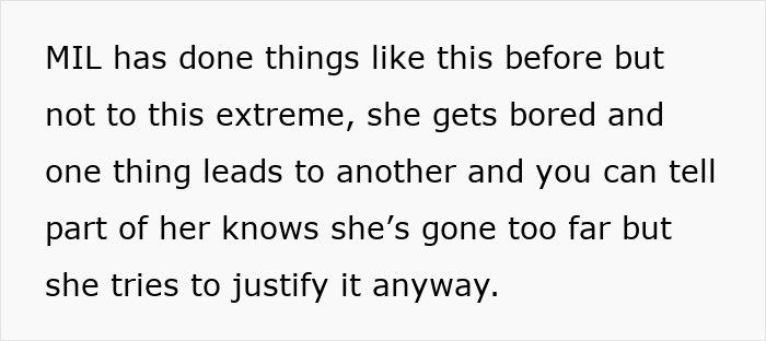 Text excerpt about a MIL who extensively landscaped a garden without permission, showing boundary issues.