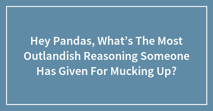 Hey Pandas, What’s The Most Outlandish Reasoning Someone Has Given For Mucking Up? (Closed)
