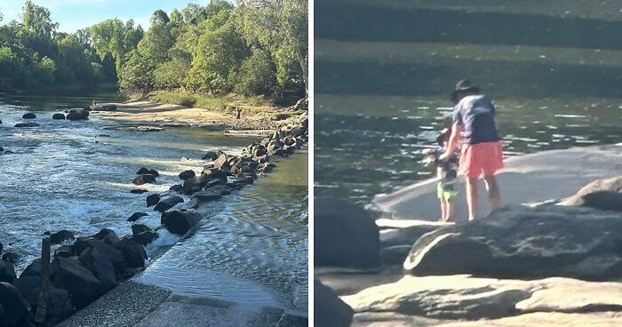 “Makes Me Sick”: Photo Of Man And Child Fishing On Seemingly Quiet River Sparks Heated Reactions