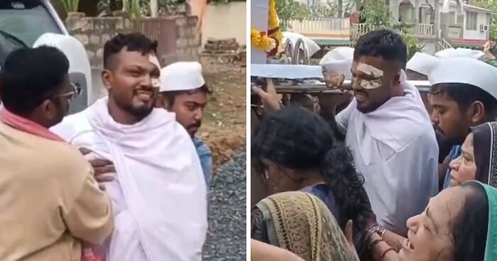 Air India Survivor Carries Brother’s Coffin Alone, Then Breaks Down In Front Of Mourners