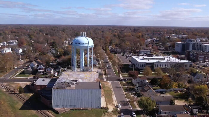 Aerial view of Vineland, a creepy and chilling spot in the U.S. known for eerie and unsettling experiences.