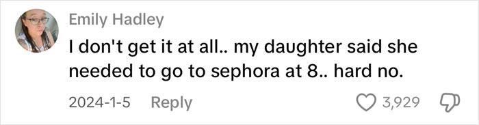 Social media comment by Emily Hadley expressing concern related to the dangerous social media trend affecting pre-teen girls&rsquo; health.
