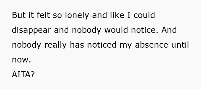 Alt text: Text expressing feelings of loneliness and being ignored, relating to family favoring matching triplets over another child